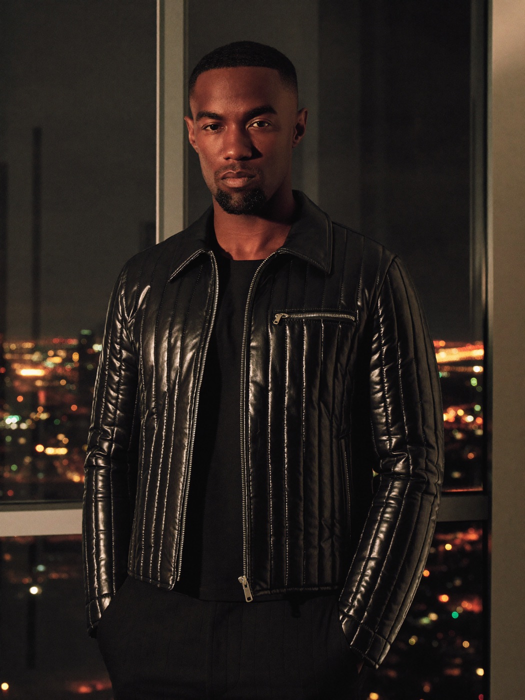 Client wearing a converted jacket